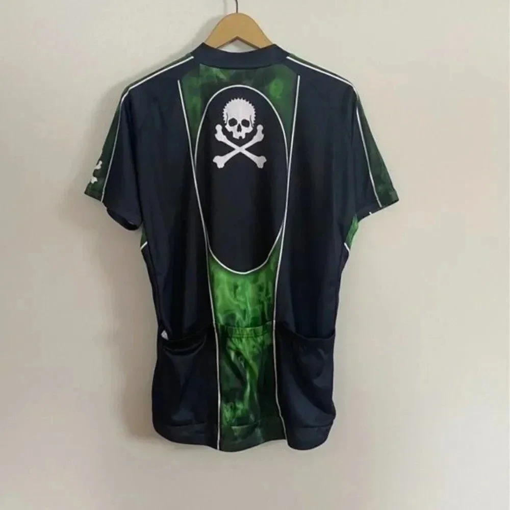 Primal Cycling Jersey Black Skull Green Flames - Picture 6 of 7